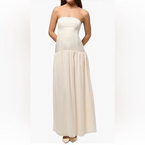 NWT WeWoreWhat Corset Sheer Midi Dress in Ivory